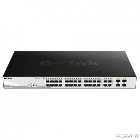 D-Link DGS-1210-28MP/FL1 PROJ Настраиваемый коммутатор WebSmart с 24 портами 10/100/1000Base-T и 4 комбо-портами 100/1000Base-T/SFP (24 порта с поддержкой PoE 802.3af/802.3at (30 Вт),PoE-бюджет 370 Вт