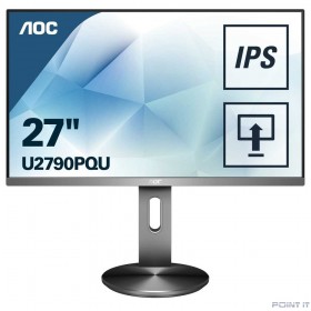 Монитор LCD AOC 27&quot; U2790PQU Gray с поворотом экрана {4K, IPS, 3840x2160, 5 ms, 178°/178°, 350 cd/m, 50M:1, +HDMI 1.4, +HDMI 2.0, +DisplayPort 1.2, +2xUSB 3.0, +MM}