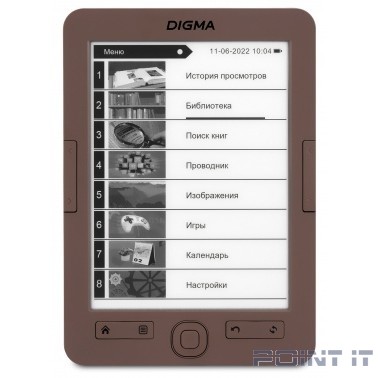 Digma E60C 6" E-ink HD Pearl 1024x758 600MHz/4Gb/microSDHC коричневый(1070243)