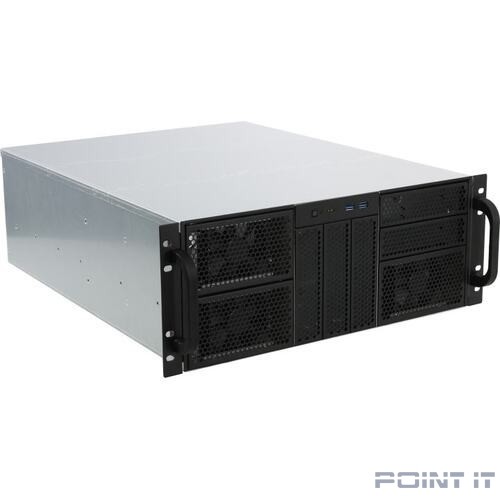 Procase Корпус 4U server case,5x5.25+9HDD,черный,без блока питания,глубина 650мм,MB EATX 12"x13", панель вентиляторов 3*120x25 PWM [RE411-D5H9-FE-65]
