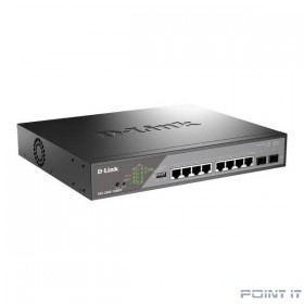 D-Link DSS-200G-10MPP/A1A Настраиваемый L2 коммутатор с 8 портами 10/100/1000Base-T и 2 портами 1000Base-X SFP (8 портов PoE 802.3af/at/bt, PoE-бюджет 242 Вт, дальность до 250 м)