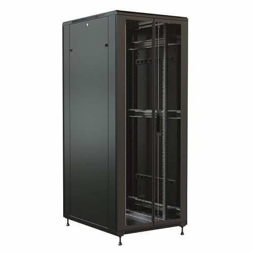 Шкаф напольный 19-дюймовый, 42U, 2055x800х1200 мм (ВхШхГ), передняя и задняя распашные перфорированные двери (75%), цвет черный (RAL 9004) (разобранны