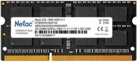 Модуль памяти для ноутбука SODIMM 4GB DDR3L-1600 NTBSD3N16SP-04 NETAC
