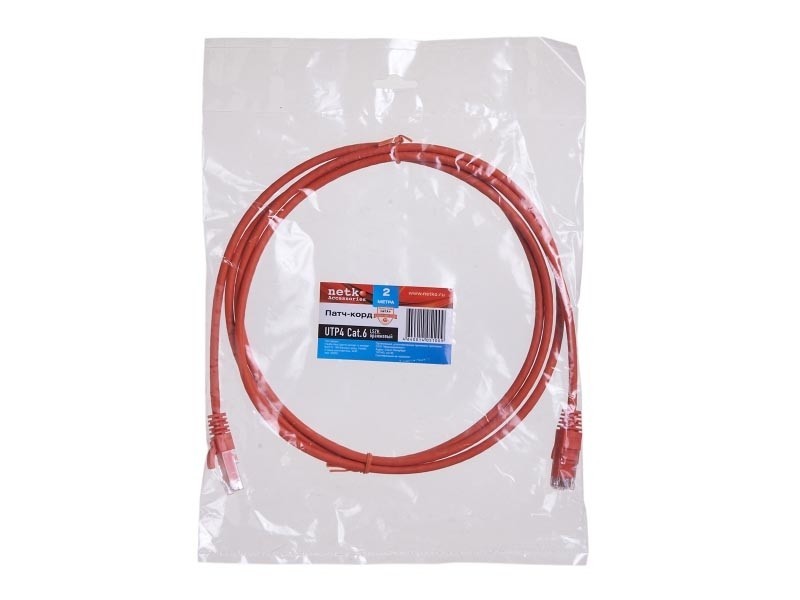 Патч-корд UTP4 cat.6, литой коннектор, LSZH, оранжевый, Netko CKC