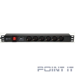 5bites PDU619A-06 Блок розеток  6S / AL / SWITCH / 1U / 19&quot; / 2M*3G*1.5MM2 / VDE