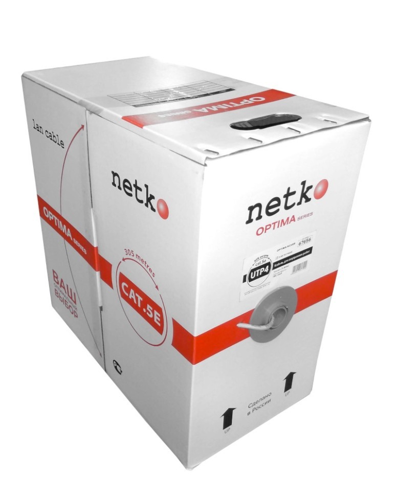 Кабель UTP4 cat.5е, одножильный, Cu, Проходит Fluke тест, серый, NETKO Optima Silver 3м