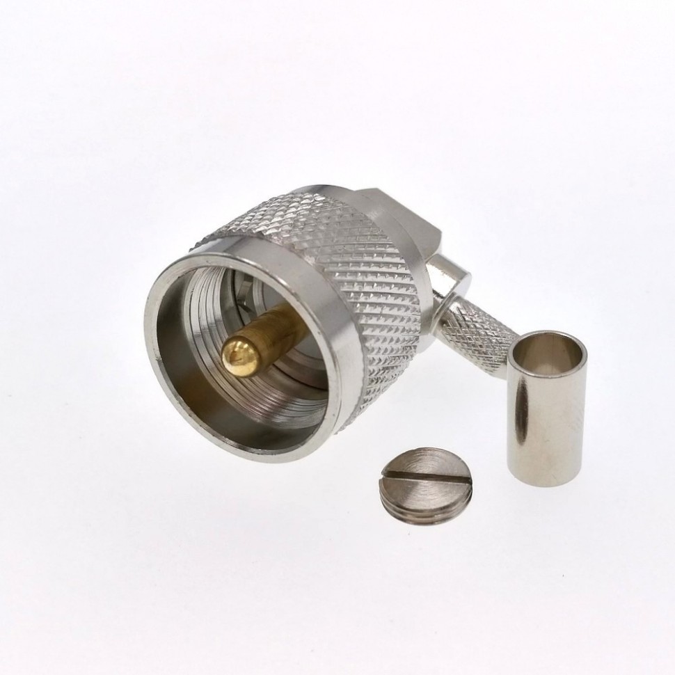 ВЧ-разъём UHF(male) PL259 угловой обжимной под кабель RG-58