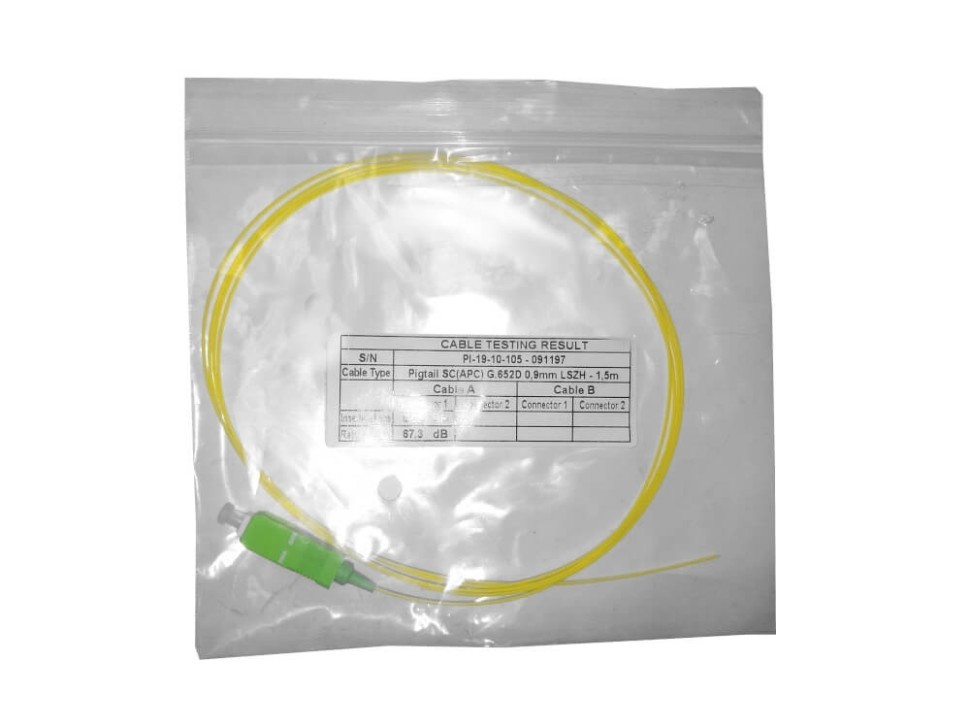 Пигтейл SC/APC SM 0.9мм 9/125, LSZH 20 шт