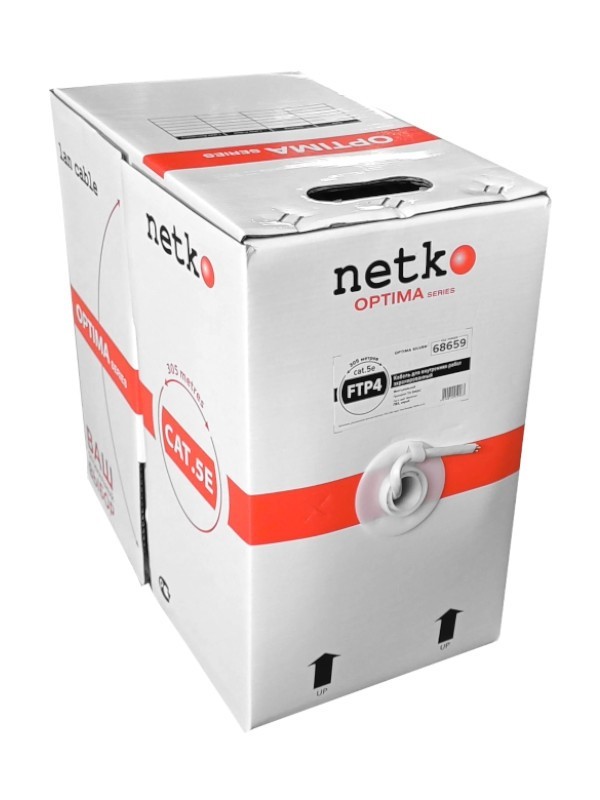 Кабель FTP4 cat.5е, многожильный, экранированный, Cu, серый, NETKO Optima Silver 305м