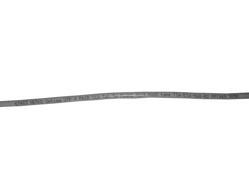 Кабель UTP4 cat.5e, одножильный, CCA, Проходит Fluke тест, серый, NETKO Optima Gold 2м