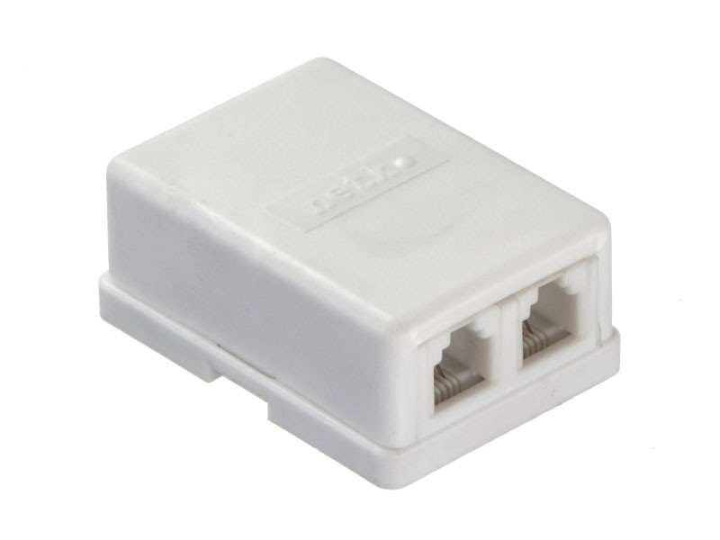 Розетка телефонная внешняя / 2 порта RJ11(6p4c) / 4 контактная, белая, Netko 10шт