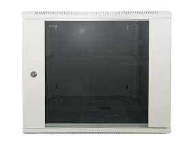 Шкаф настенный 6U серия SOLO (540х450х315), передняя дверь стекло, собранный, серый &quot;A&quot; Netko