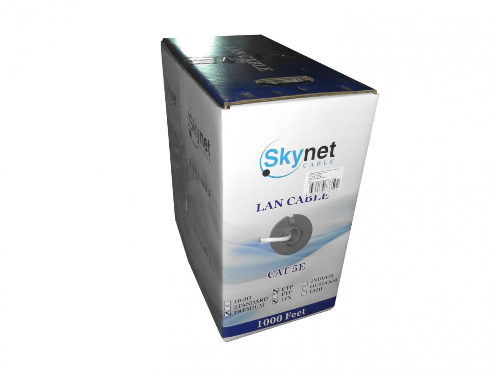 Кабель Skynet Premium UTP4 cat.5е, одножильный / 305м / Cu / Проходит Fluke тест / нг(А)-LSLTx, светло серый