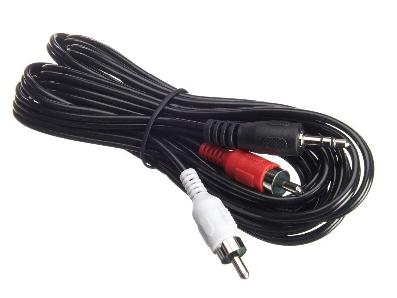Шнур аудио-видео: 2RCA-3,5 мм стерео ( длина 3 м, литой), NETKO Optima 5шт