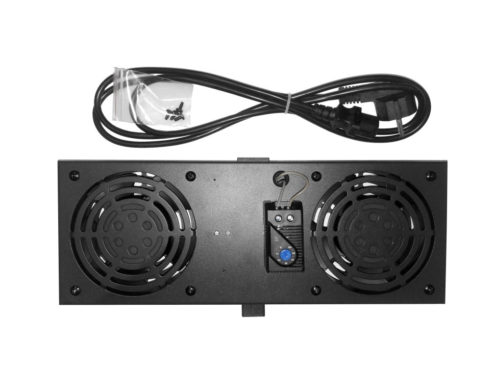 Блок вентиляторов 2 шт для серий Expert, Optima глубиной 600/800/1000 с кабелем, термостатом Netko, черныйА