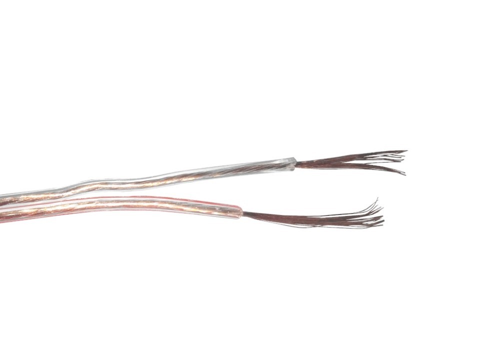 Кабель акустический 2*0.35мм2 (20*0.15мм) CCA, 3м, пластиковая катушка, прозрачный NETKO Optima