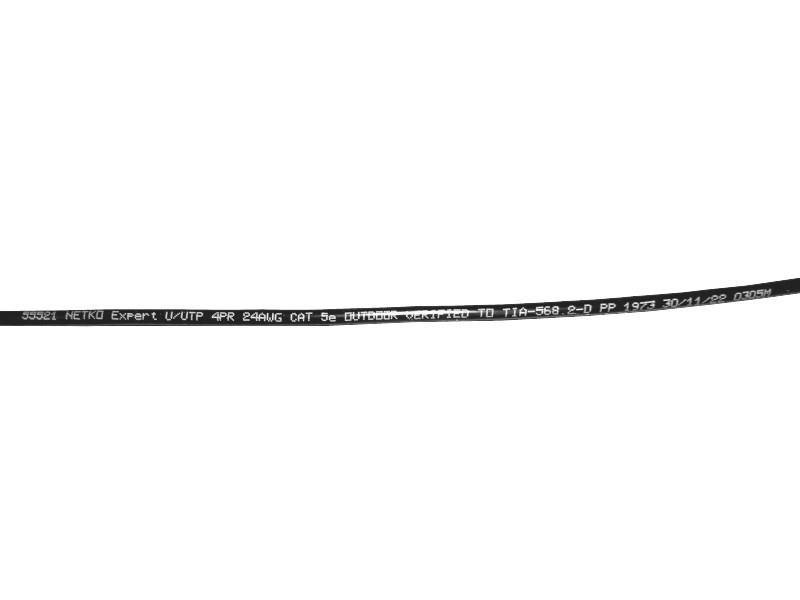 Кабель U/UTP4 cat.5e, 4 пары 24 AWG BC, одножильный, не экранированный, на катушке, для наружных работ, FLUKE TEST, NETKO Expert 2м