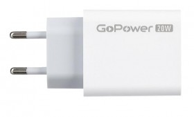 Зарядное устройство 1USB+1TYPE-C 20W QC3.0 00-00028401 WHITE GOPOWER