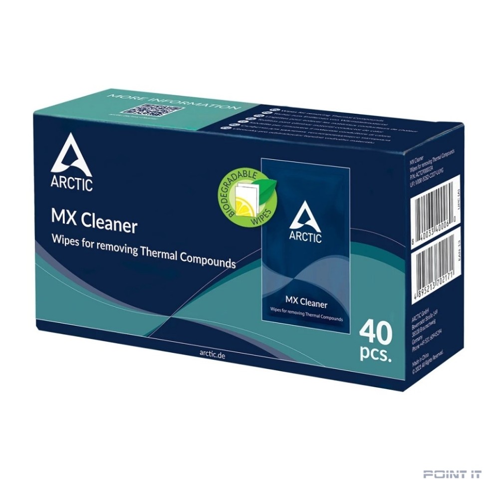 Салфетки для снятия термопасты MX Cleaner wipes (Box of 40 bags) ACTCP00033A