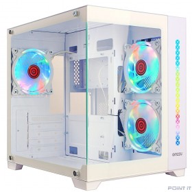 Ginzzu V490 RGB подсветка, контроллер CRC6, 3* 12R6 FAN 12CM RGB, закаленное стекло 1*USB 3.0,1*USB 2.0, AU Белый mATX