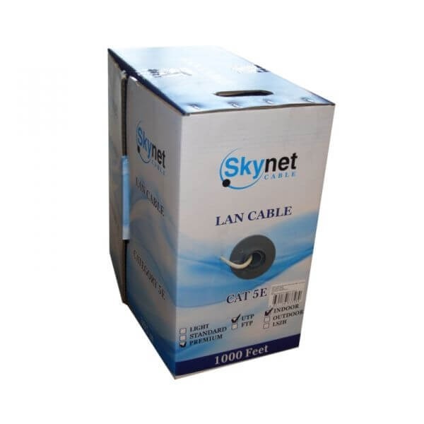 Кабель Skynet Premium UTP4 cat.5е, одножильный, Cu, Проходит Fluke тест, серый 5м