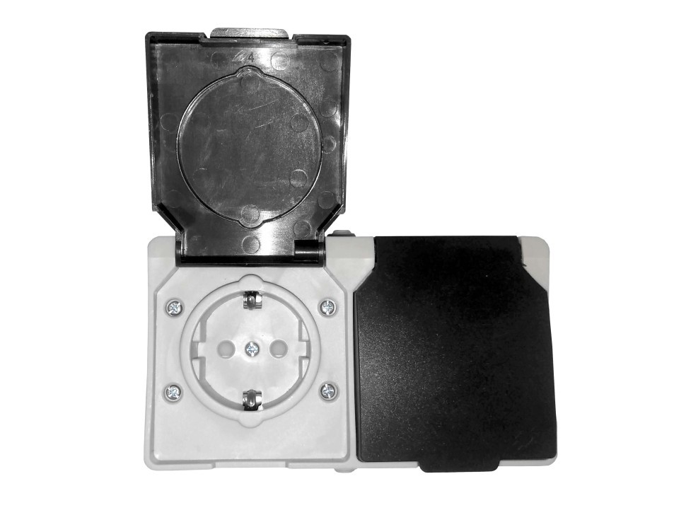 Розетка открытой установки двойная с заземлением 16A, IP54 NETKO Optima Electric