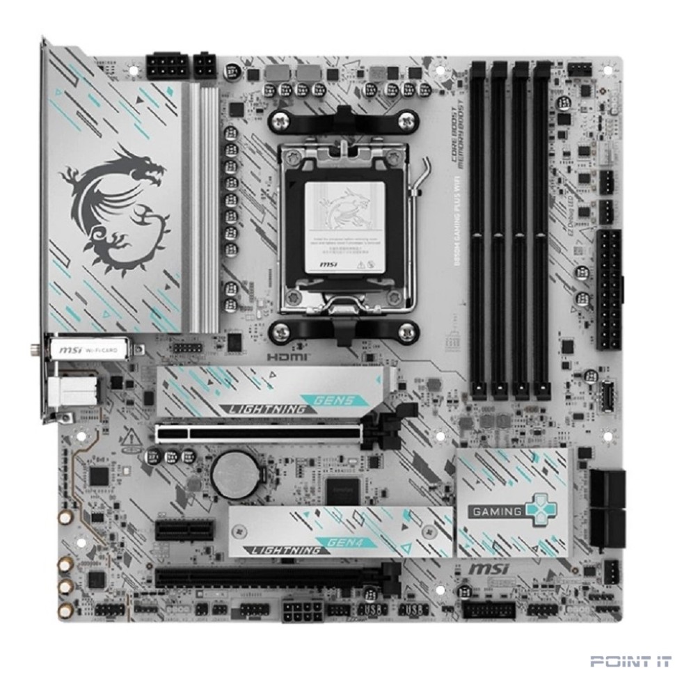 Материнская плата MSI B850M GAMING PLUS WIFI SocketAM5 AMD B850 4xDDR5 mATX AC`97 8ch(7.1) 5Gigabit RAID+HDMI+DP