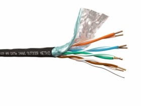 Кабель F/UTP4 (FTP4) cat.5e, 4 пары 24 AWG BC, одножильный, экранированный, для наружных работ, катушка, FLUKE TEST, NETKO Expert 100м