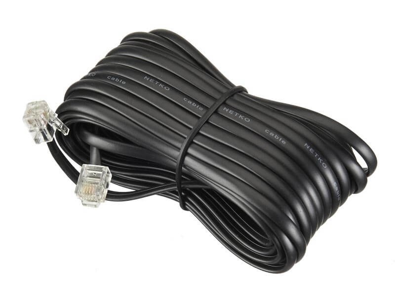 Удлинитель телефонный (6р4с) 10 метров / черный NETKO Optima