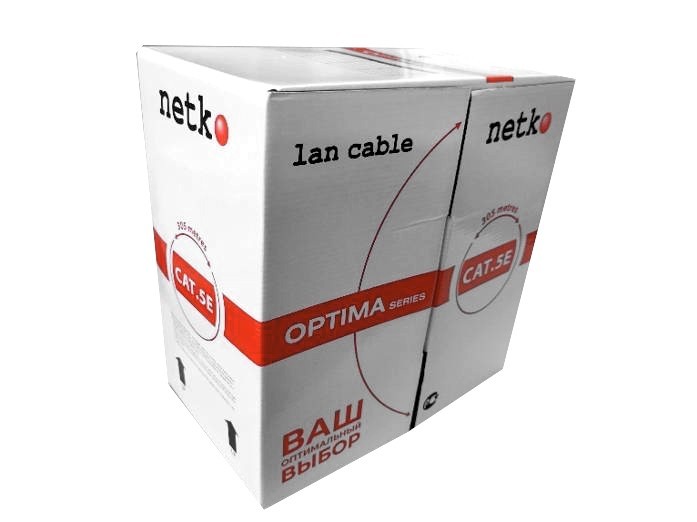 Кабель UTP4 cat.5e, одножильный, CCA, серый, NETKO Optima Silver 10м