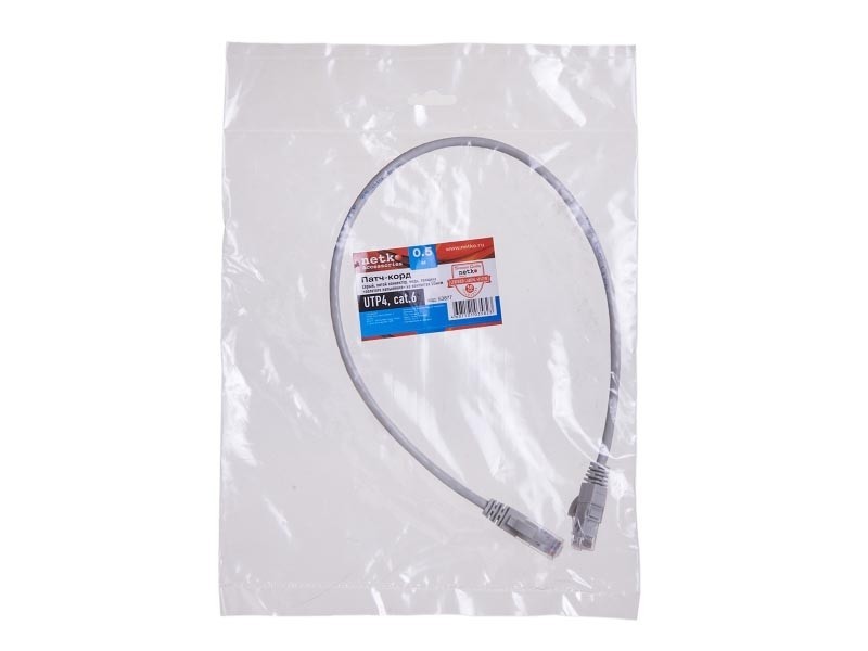 Патч-корд UTP4 cat.6, литой коннектор, серый Netko CKC