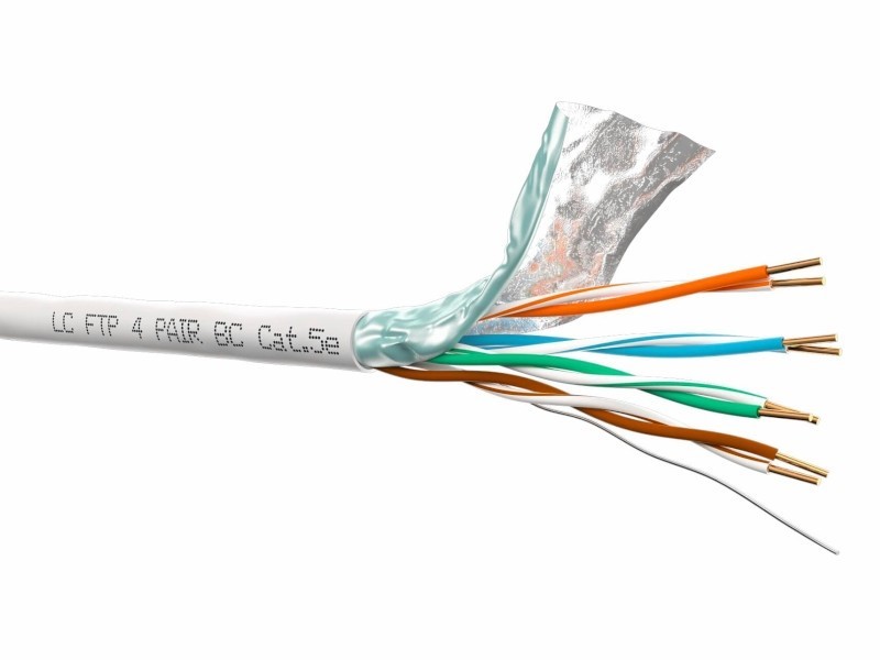 Кабель LC FTP4 cat.5е, одножильный, экранированный, Cu, нг(А)-HF LSZH - малодымный, не содержащий галогенов, серый 30м