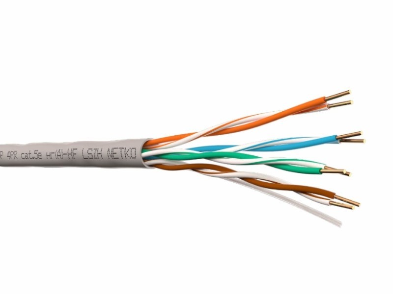Кабель U/UTP4 cat.5e, 4 пары 24 AWG BC, нг(А)-HF LSZH - малодымный, не содержащий галогенов; серый; одножильный, FLUKE TEST, NETKO Expert СКС 50м
