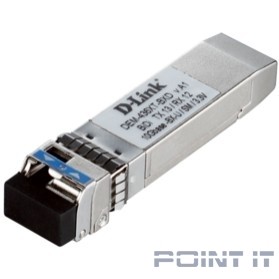 D-Link 436XT-BXU/40KM/A1A PROJ WDM трансивер SFP+ с 1 портом 10GBase-BX-U (Tx:1270 нм, Rx:1330 нм) для одномодового оптического кабеля (до 40 км, разъем Simplex LC)