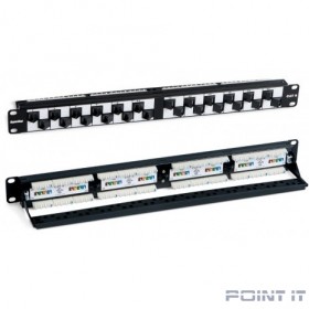 Hyperline PP2A-19-24S-8P8C-C6-110 Патч-панель 19&quot;, 1U, с угловыми портами, 24 порта RJ-45, категория 6, Dual IDC