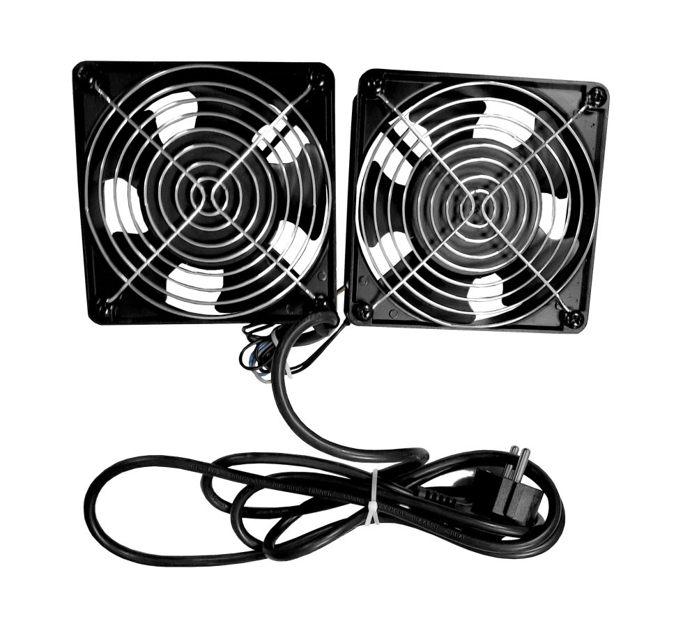 Вентилятор RAL1238S1, рама 120х120х38, подшипник скольжения, 220 В 15 Вт x 2шт, (2 вент с кабелем и вилкой) Netko