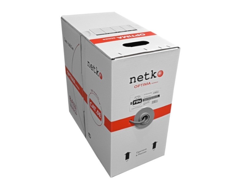 Кабель FTP4 cat.5е, одножильный, Cu, нг(А)-HF LSZH, Проходит Fluke тест, серый, NETKO Optima Silver 20м