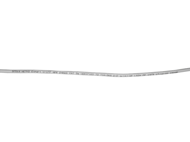 Кабель U/UTP4 cat.5e, 4 пары 24 AWG BC, нг(А)-HF LSZH - малодымный, не содержащий галогенов; серый; одножильный, FLUKE TEST, NETKO Expert СКС 5м