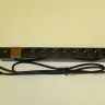 Блок розеток 19", 16А, 8 розеток, шнур 1.8м, выключатель, с защитой, черный