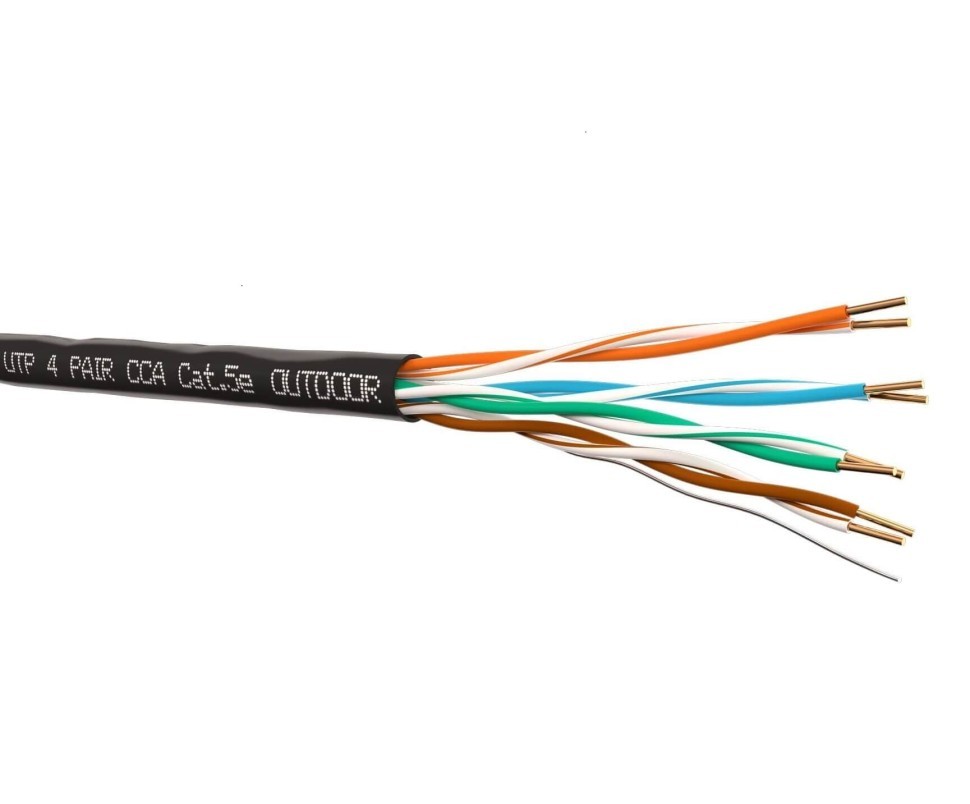 Кабель UTP4 cat.5e, одножильный, CCA, для наружных работ, черный NETKO Optima Gold 10м