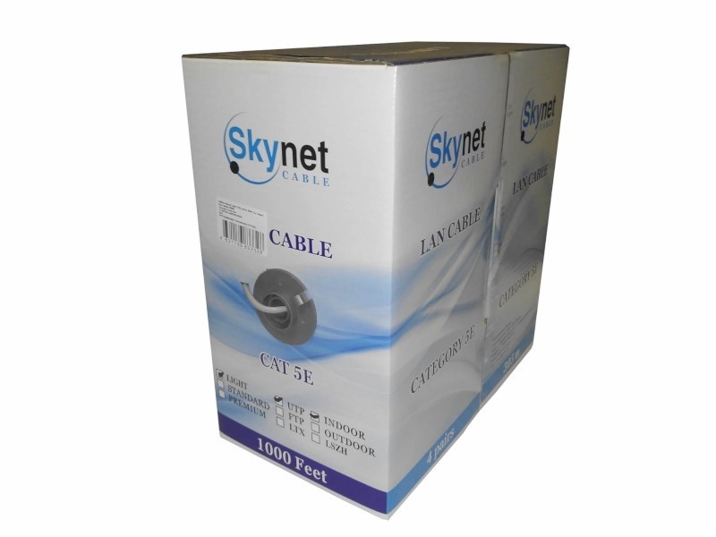 Кабель Skynet Light UTP4 cat.5е, одножильный, Cu, Проходит Fluke тест, серый 10м