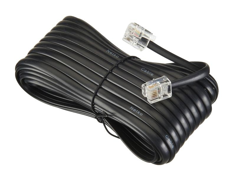 Удлинитель телефонный (6р4с) 10 метров / черный, блистер, Netko 20шт