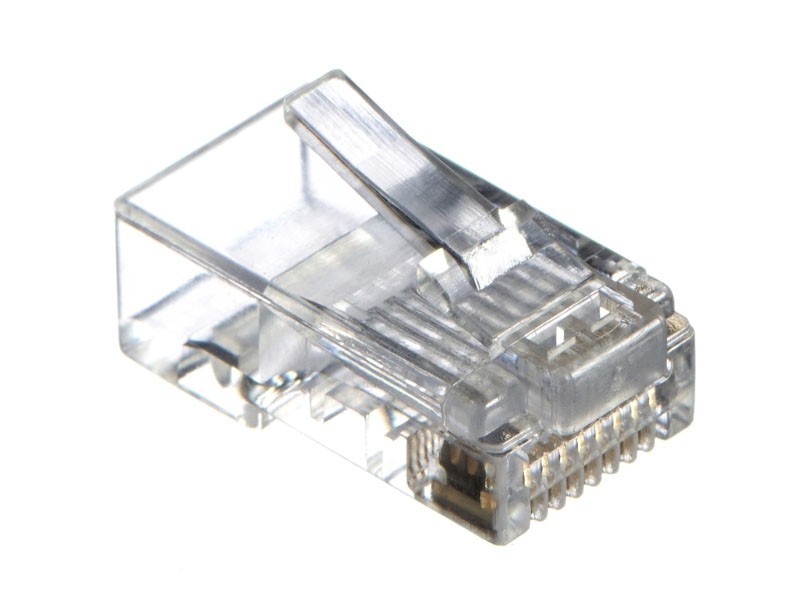 Коннектор RJ45 (8p8c) cat.5е, со сквозным отверстием  (сквозной) EZNetko plug, для одножильного и многожильного кабеля (нож с 3-мя зубцами), 100шт, NETKO Optima
