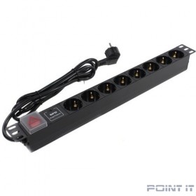 Exegate EX280846RUS Блок розеток ExeGate ServerPro PDU-19H807 Al-8S-EU2-SW-SPD1, 19&quot;,1U,алюм, 8Sch, евровилка, 2м, SPD1