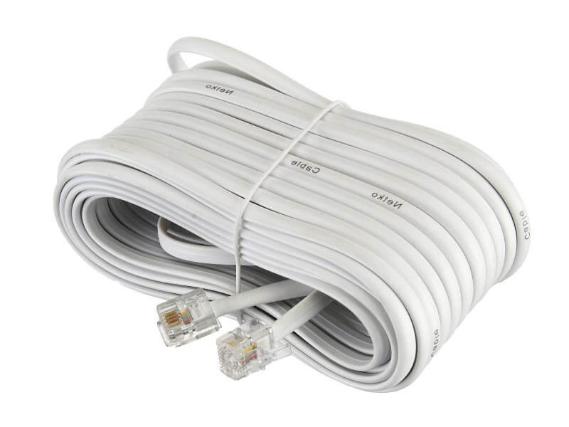 Удлинитель телефонный (6р4с) 15 метров / белый NETKO Optima