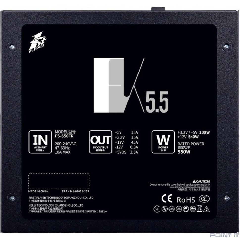 1STPLAYER Блок питания FK 550W / ATX 2.4, APFC, 120mm fan / PS-550FK