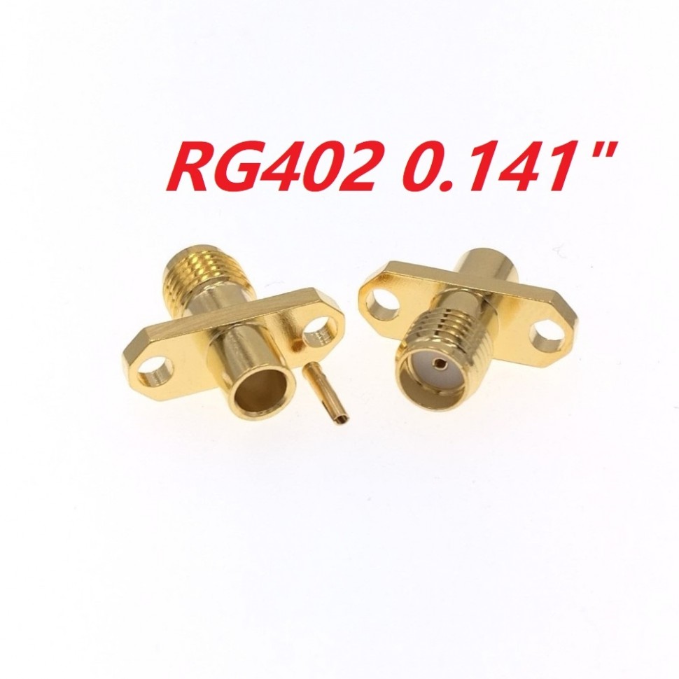 ВЧ-разъём SMA(female) под пайку RG-402 для установки на корпус на 2 винта