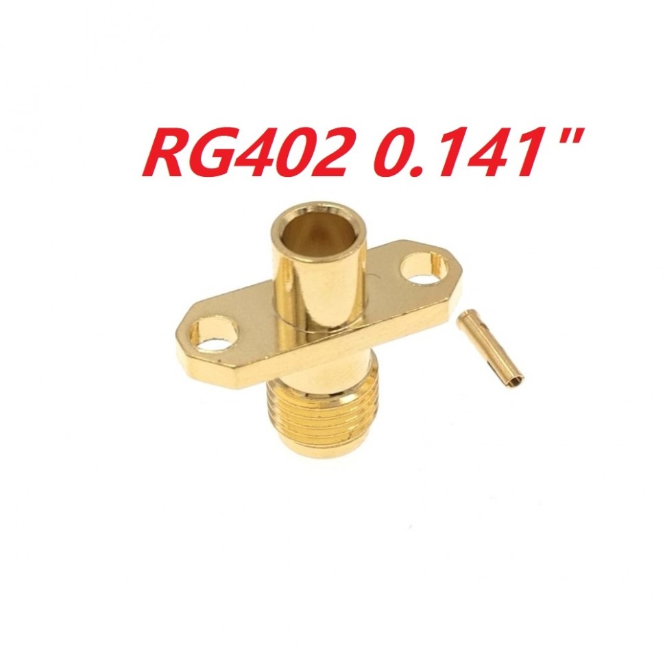 ВЧ-разъём SMA(female) под пайку RG-402 для установки на корпус на 2 винта