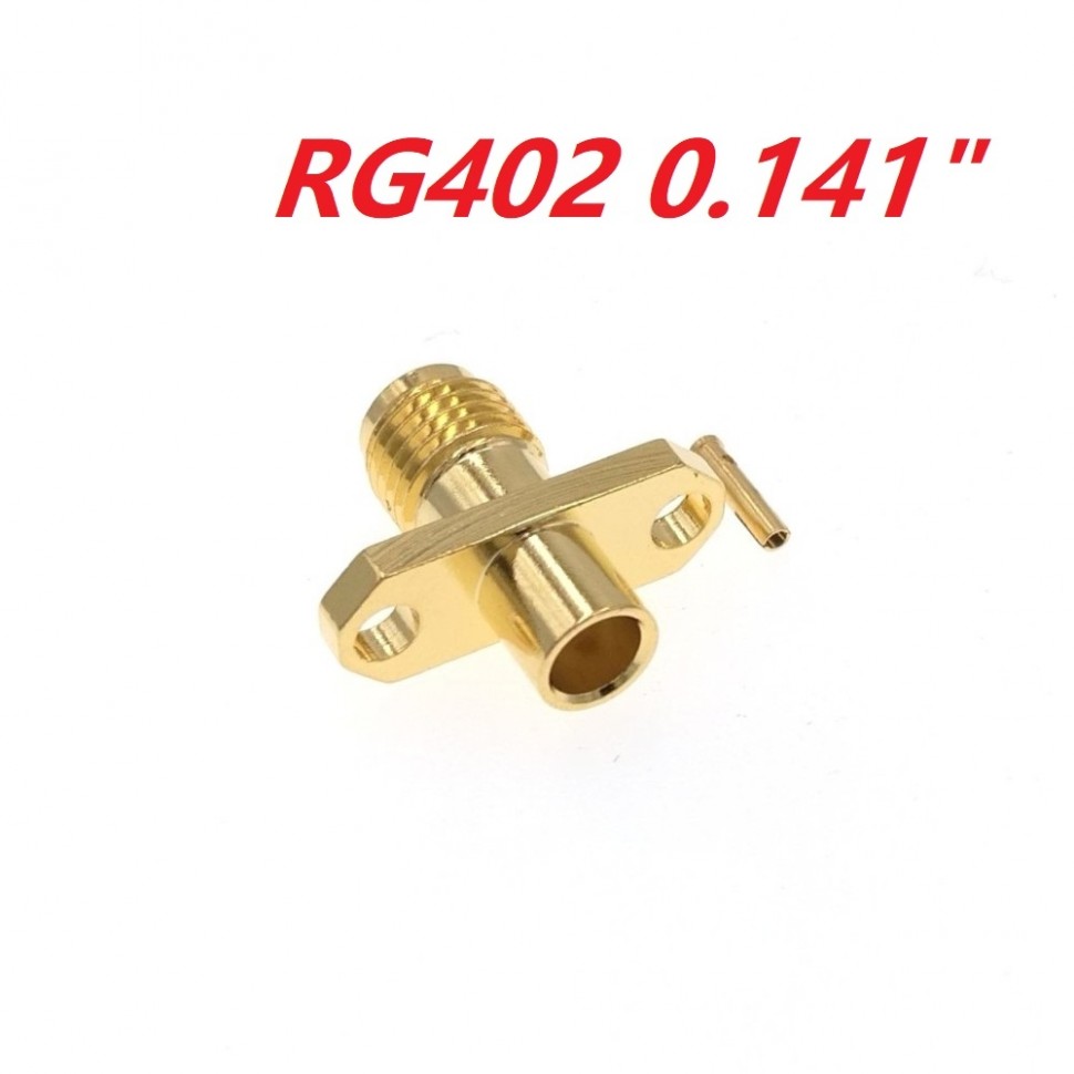 ВЧ-разъём SMA(female) под пайку RG-402 для установки на корпус на 2 винта