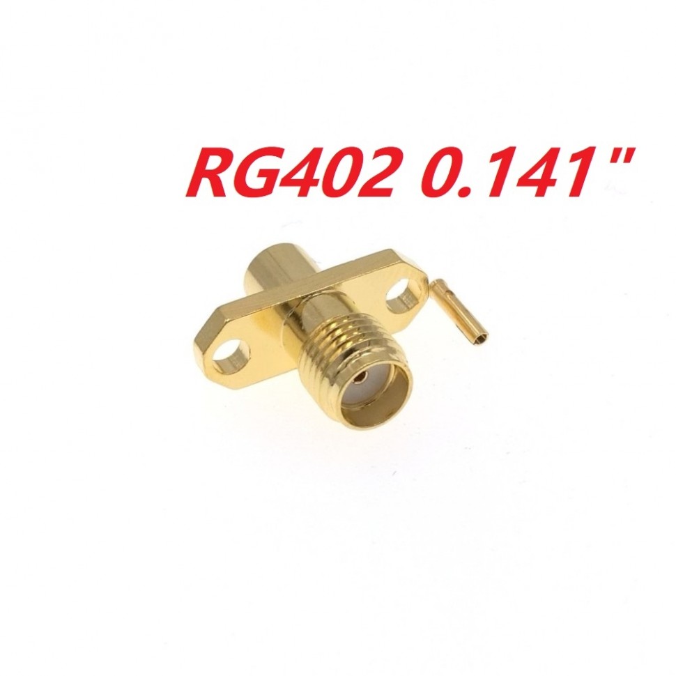 ВЧ-разъём SMA(female) под пайку RG-402 для установки на корпус на 2 винта